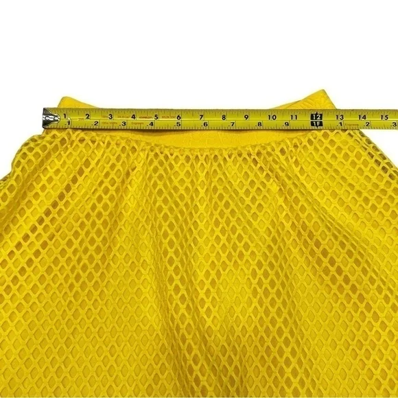 METRO Wear Women’s Yellow Diamond Mesh Pleated Flowy Modern A Line Skirt, Size S - Picture 7 of 13
